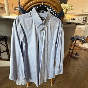 Kirkland Mens Dress Shirt 16 / 33 Button Down Long Sleeve Pinpoint Oxford